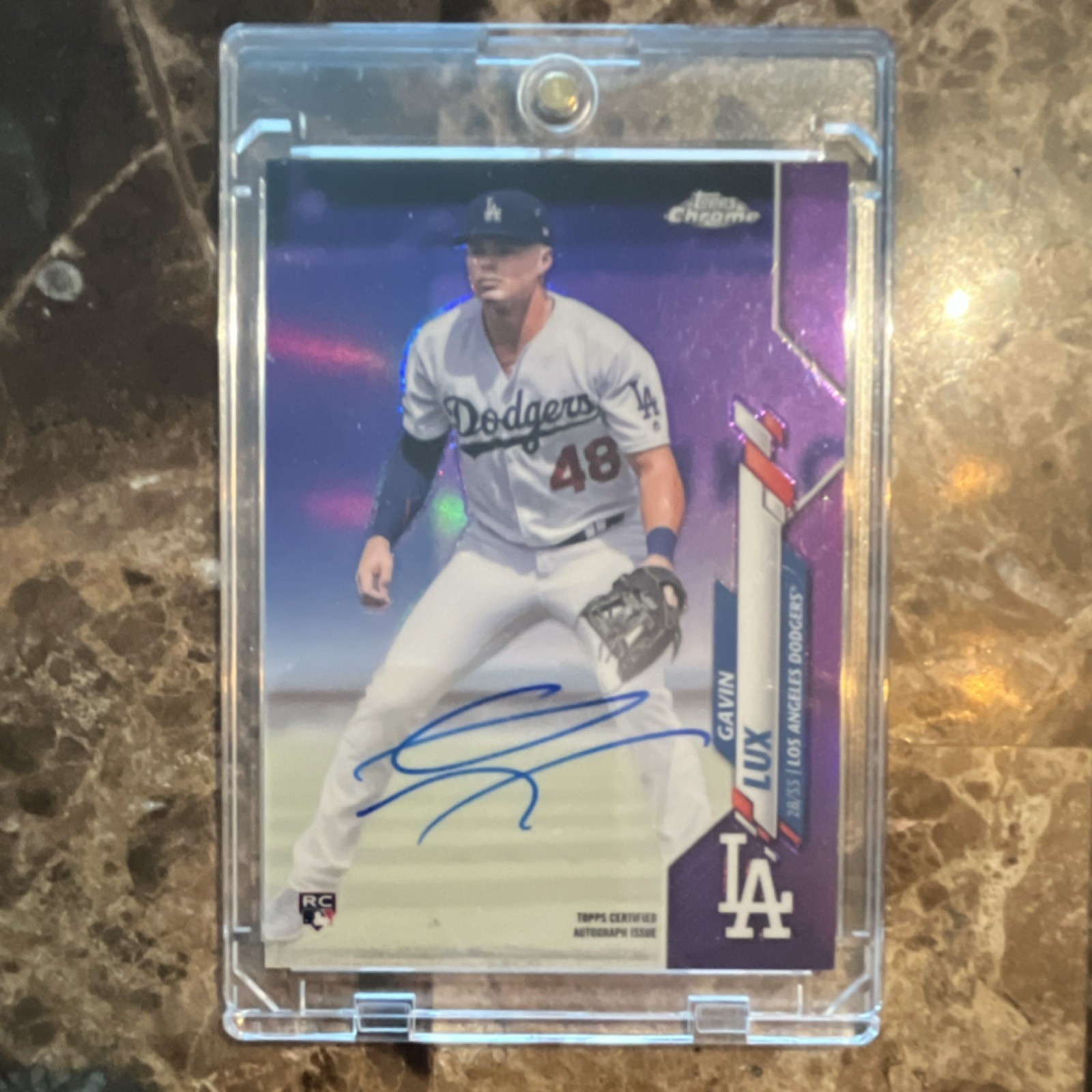 Topps 2020 Chrome Rookie Autographs Gavin Lux Purple Refractor /250