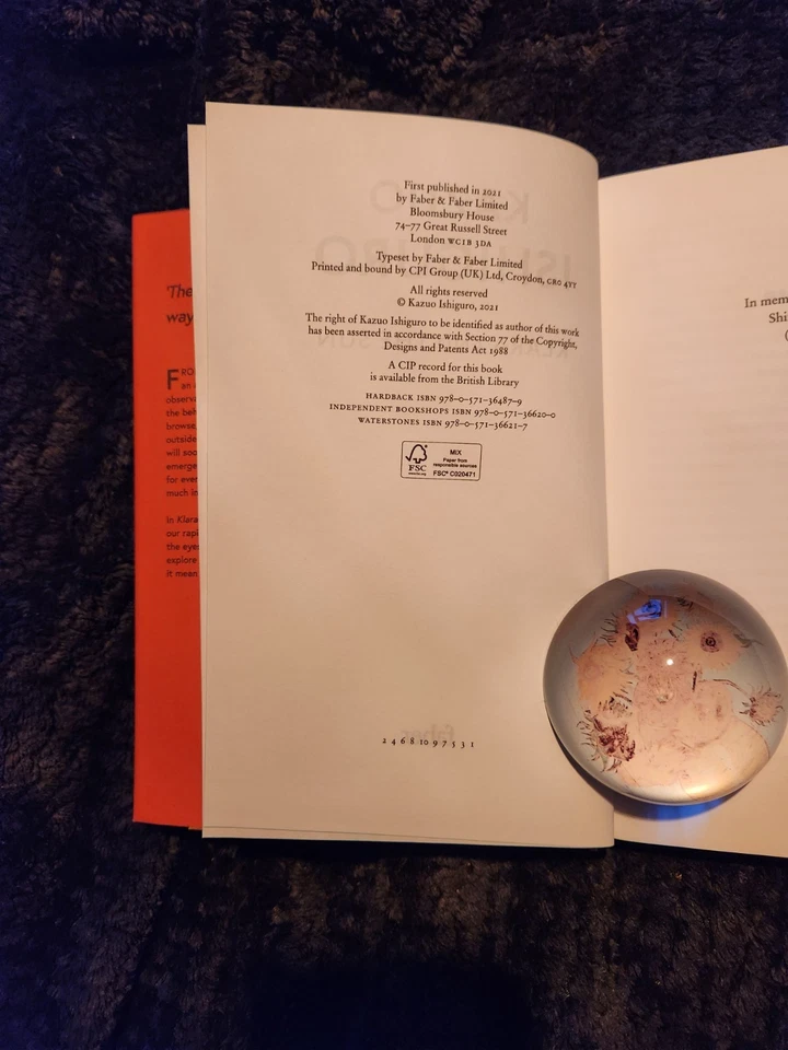 Klara and the Sun byKazuo Ishiguro Signed 1st Edition 1st Print, unread as new - Image 3 of 4