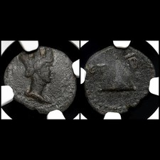 Ancient Roman Coin. Trajan. Caesarea, 98-117AD. Tyche/Pyramid. NGC VF. (Scarce)