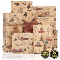 Geschenkpapier Weihnachten 6 Blatt Vintage Kraftpapier 70X50Cm Mit 6 StüCk