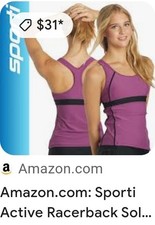 Women's Tankini Top, NWT, Size XL, Razor Back,built-in Bra, Purple  Black