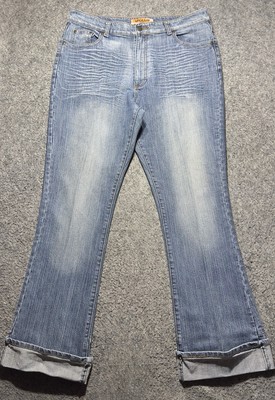 Apollo Jeans Women's Sz 17/18 Light Blue Denim Stretch Cuffed Jeans 5 Pockets