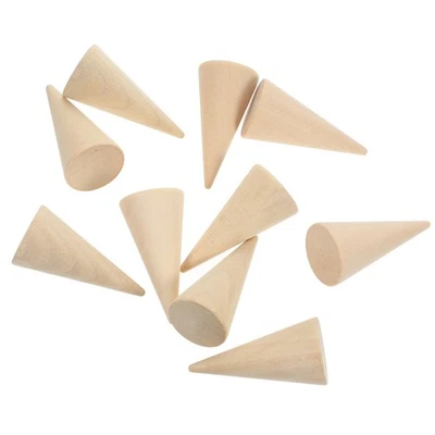 Conos de artesanía de cono de madera beige hágalo usted mismo para exhibición y decoración de joyas - Imagen 1 de 4