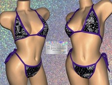 EXOTIC DANCER/ STRIPPER/ RAVE/ WEAR: 2 PIECE SET WITH RHINESTONES