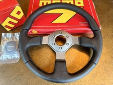 Momo Tuner - 350mm - Anthracite Grey Black Leather Steering Wheel - Like New