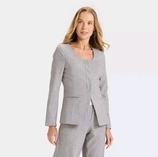 Women's A New Day Collarless Blazer Gray XXL