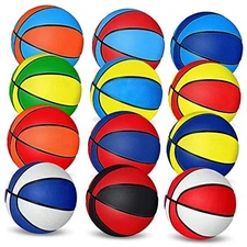  12 PCS Mini Basketballs Size 3 - Colorful 7 Inch Rubber Basketball Multicolors