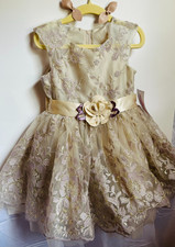 Bonnie Jean Girls Size 4 Floral Embroidered Tulle Party Dress Satin Sash Flower