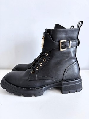 Gaudi schwarze Biker-Worker-Stiefeletten für Damen Größe 40