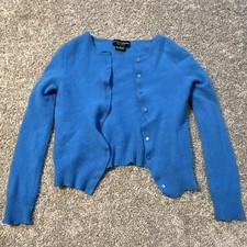 Sutton Cashmere Blue 100% Cashmere Button-Fro...