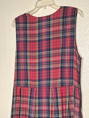 Talbots Petite 14P Madras Button Front Shirtdress Rayon Pleated Skirt Pockets - Picture 17 of 23