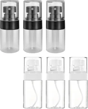 6 Pack 1oz Mini Spray Bottle, 30ML Plastic Empty 3Pcs Black + White 