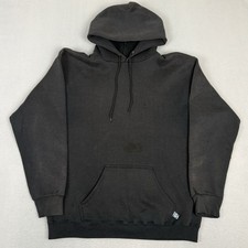 Vintage Discus Athletic Hoodie Black Large Made in USA Blank Sun Faded 90s
