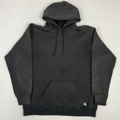 Vintage Discus Athletic Hoodie Black Large Made in USA Blank Sun Faded 90s