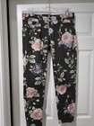 MNG by Mango Floral Skinny Pants Women’s Size 8 Black Denim Jeans — photo 2