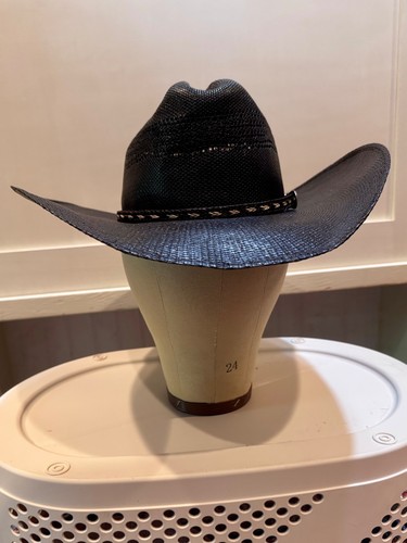 Justin 20X Black Straw Cowboy Hat 7 3/8 (59)
