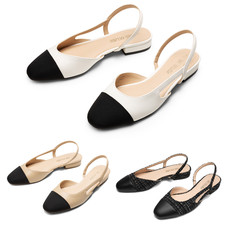 Women Slip On Slingback Ballet Flats Square Cap Toe Dress Shoes Flat Shoes