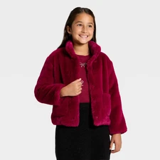 Girls' Faux Fur Jacket - Cat & Jack Red L