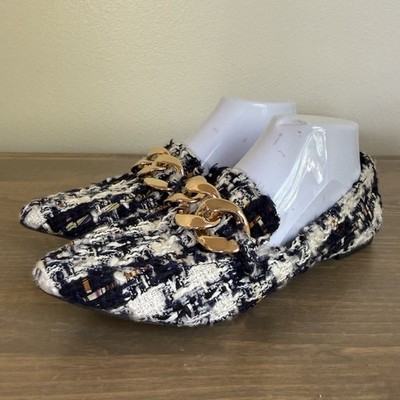 Steve Madden Womens 8.5M Famed Tweed Slip On Pointy Toe Loafers Flats Shoes