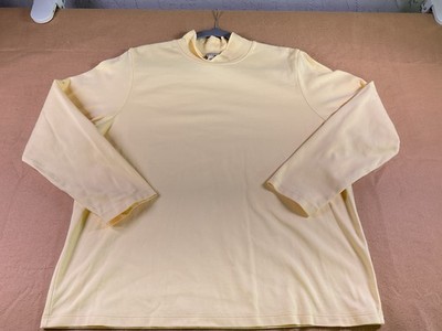 L.L. Bean Mock Neck Shirt Womens Small Yellow Long Sleeve Cotton Casual Stretch