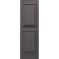 Builders Edge Shutters Pair 12"x 51" Panel Vinyl Raised Exterior in Tuxedo Grey