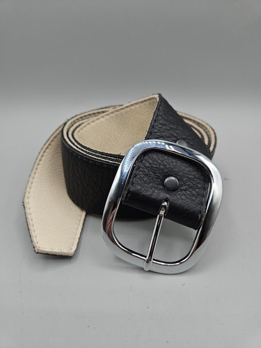 Crescent Reversible Black Tan Soft Leather Belt Size 40 Hand Made In USA 1.75"