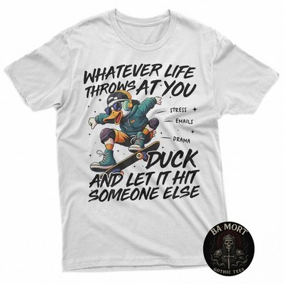 Funny Duck Skateboard T-Shirt Duck And Let It Hit Someone Else Tee