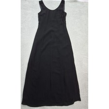 Ann Taylor Maxi Dress Womens 8 Black Sleeveless V Neck Elegant Minimalist