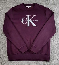 Calvin Klein Monogram Fleece Sweatshirt Men's Size Small Maroon