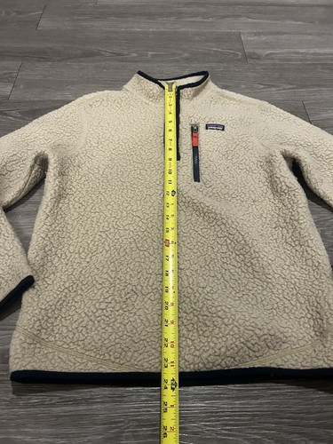 Patagonia Jacket Youth XXL Beige retro Pile 1/4 Zip Pullover Hiking Boys - Picture 4 of 7