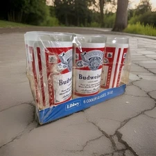 Budweiser Anheuser Busch Vintage 6 Libbey Beer Glasses 16oz Glass Clear New