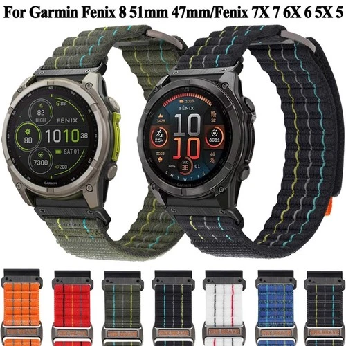 22mm 26mm Nylon Hook Loop Band for Garmin Fenix8 7 6Pro