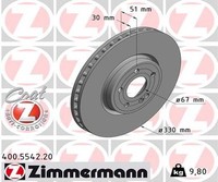 Zimmermann 2X Bremsscheibe Vorne Ø330 InnenbelüFtet FüR Mercedes-Benz A-Klasse