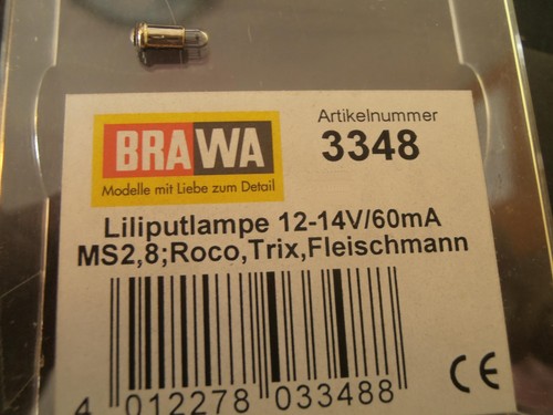Lámpara incandescente Brawa lámpara Liliput 3348 MS2,8 para Roco, Trix, Fleischmann individual nueva | Condition: Neu