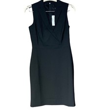 J. Crew black dress LBD sleeveless classy flattering mini v-neck back zip size 4