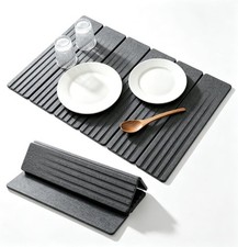 Stone Drying Mat for Kitchen Counter 24"x16" Ultra Absorbent Quick Dry Foldable