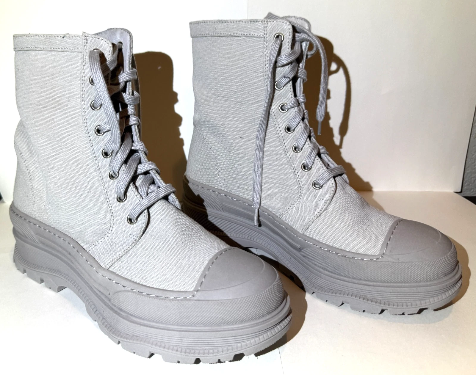 Free People Womens Size EU 38 US 8 Camp Out Natural Canvas Combat Shoes Boots