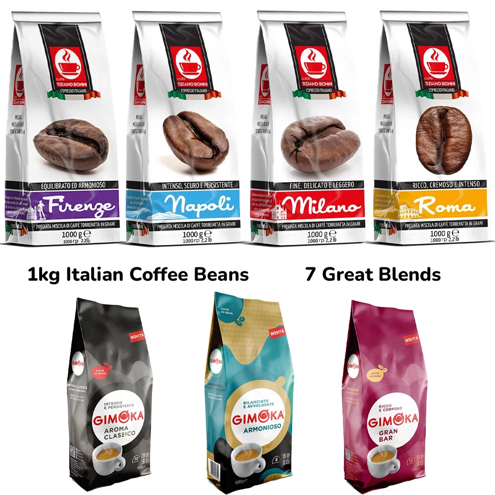 1KG ITALIAN BLEND ROASTED COFFEE BEANS INTENSO FINE and CREMA