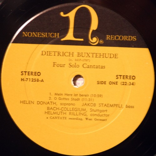 DIETRCH BUXTEHUDE "Four Solo Cantatas". LP NONESUCH 1971 - Picture 4 of 4