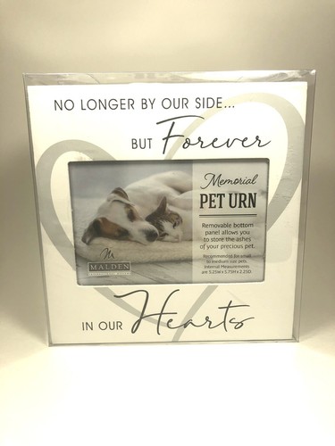 White Wooden Pet Memorial Ash Urn Photo Frame Cat / Dog Memory Box *SHIPS FREE*