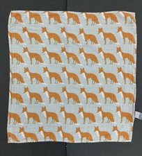 Milkbarn Small Cotton Muslin Security Blanket Lovey Burp Gray Fox 21X21 1 Ply