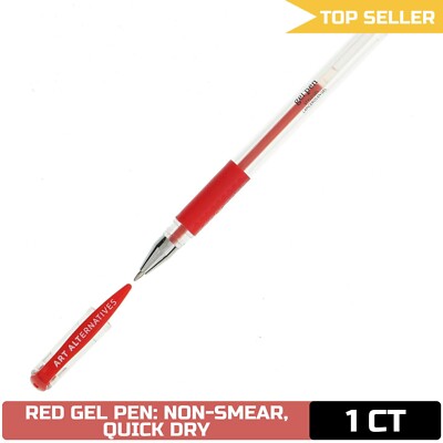 Art Alternatives Gel Pen, Red 12ct - Non-Smear + Quick Dry - Writing, Drawing, C