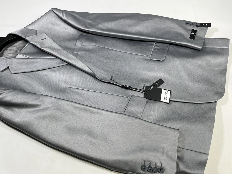 Traje Para Hombre Renoir Plateado Calce Clásico 2 Botones Talla 44L NUEVO Foto 4 de 4