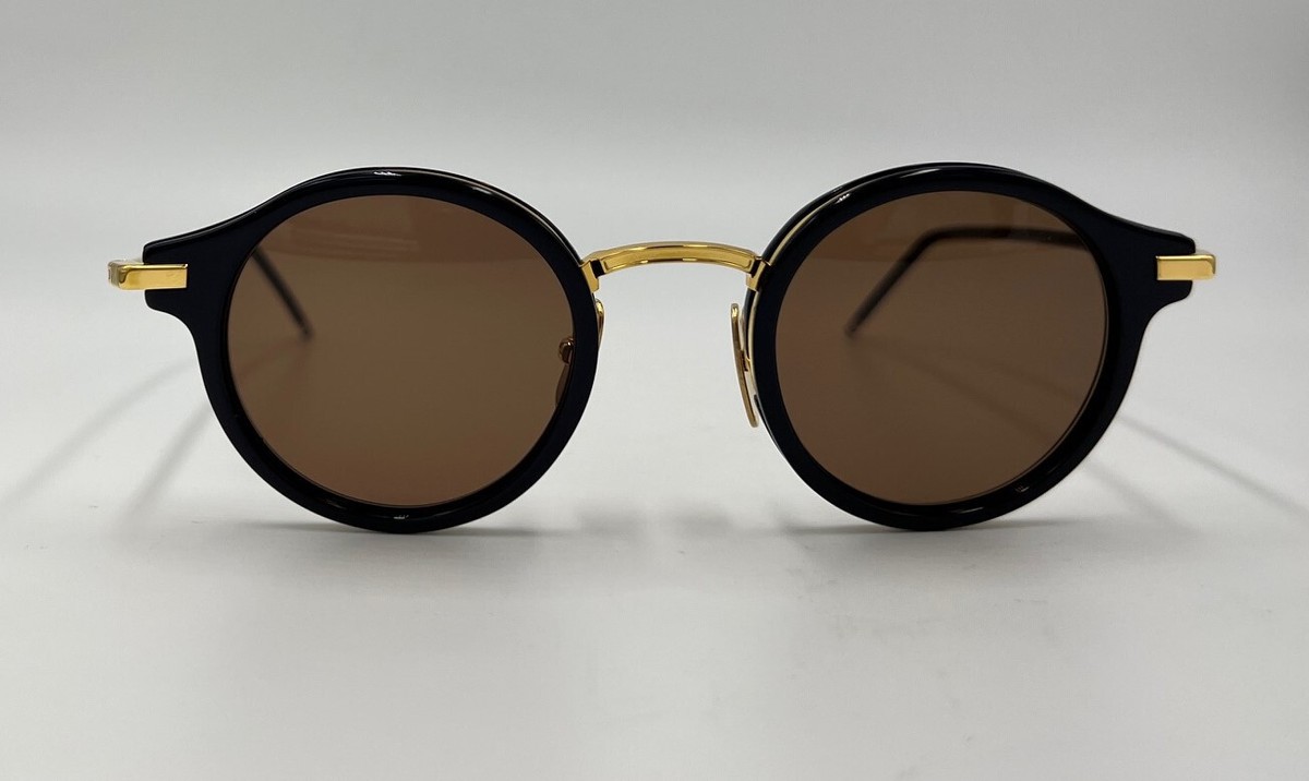 Authentic THOM BROWNE TB-807-D-T-NVY-GLD-45 Round Sunglasses Authentic THOM BROWNE TB-807-D-T-NVY-GLD-45 Round Sunglasses