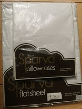 NEW SINGLE SHEET 1 PILLOWCASE BEDDING SET, EASY CARE NON IRON POLY/COT PRISTINE