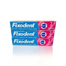 3 Pack! FIXODENT Original 2.4 OZ Each - Denture Adhesive Cream