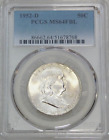 :1952-D 50C Franklin Half Dollar Pcgs Ms64Fbl Full Bell Lines Blast White Rare