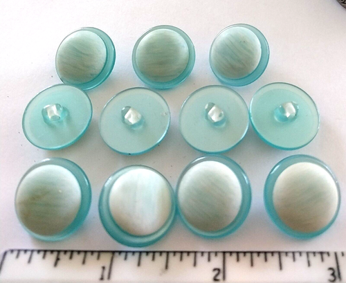 Vintage ELEVEN (11) DOME ROUND HALF SHANK AQUA TURQUOISE BUTTONS~ 3/4" D - Picture 7 of 7