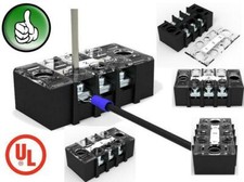 3PCS 3 Position 75A 600V Barrier Dual Row Terminal Block/Strip w/Cover RoHS