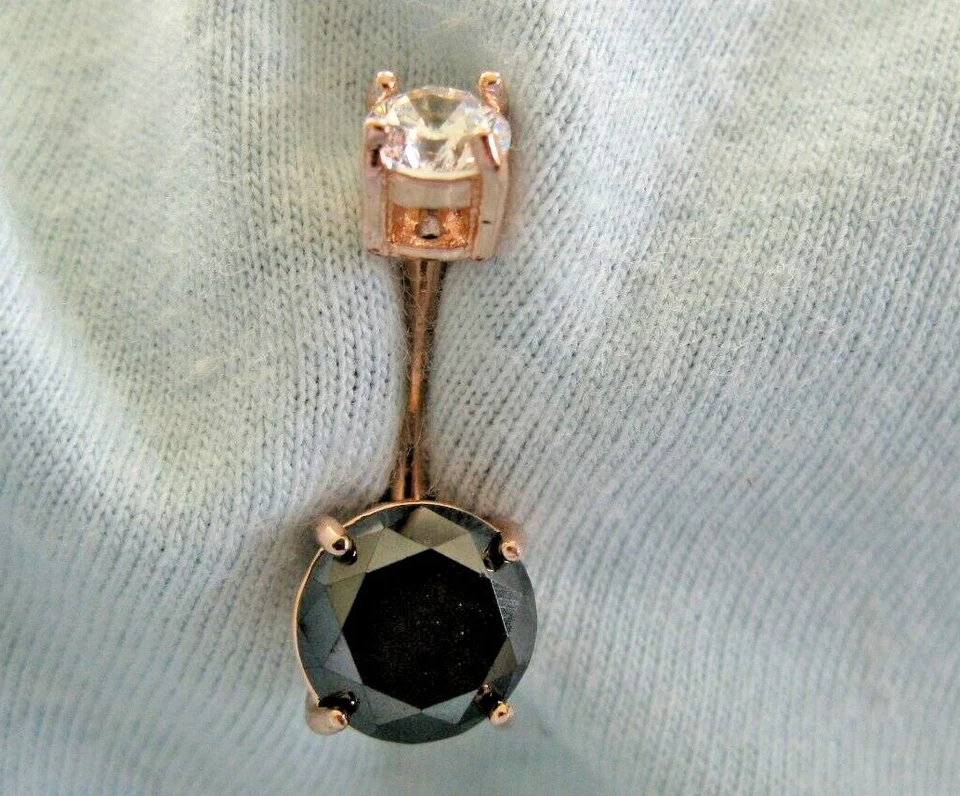 ANILLO PARA EL VIENTRE DE DIAMANTES NEGROS 100 % REALES ORO ROSA 3,50 ctw, certificado, probador de diapositivas gratis Foto 2 de 4